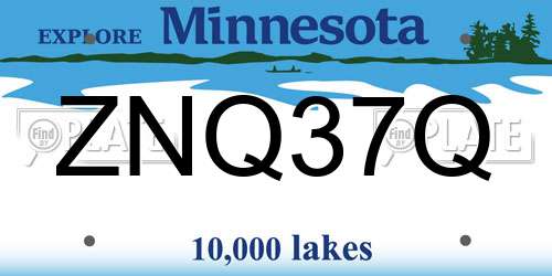 ZNQ37Q Minnesota License Plate