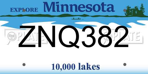 ZNQ382 Minnesota License Plate