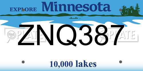 ZNQ387 Minnesota License Plate