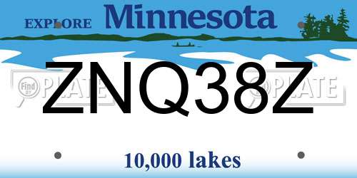 ZNQ38Z Minnesota License Plate