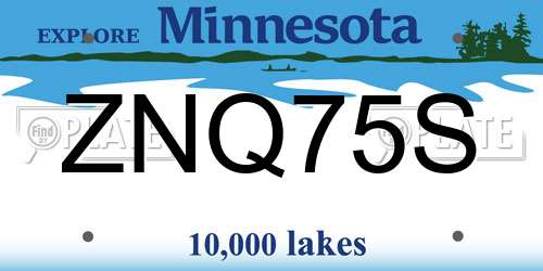 ZNQ75S Minnesota License Plate