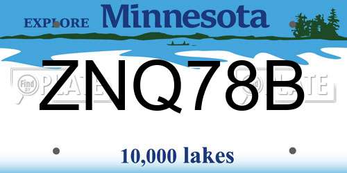 ZNQ78B Minnesota License Plate
