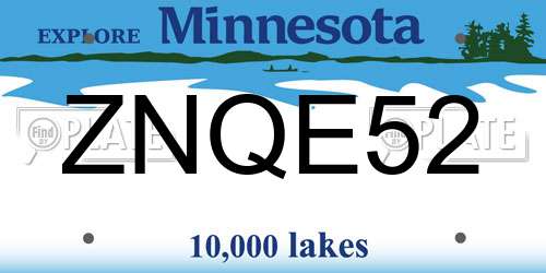 ZNQE52 Minnesota License Plate