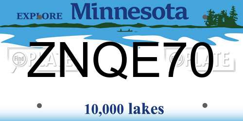 ZNQE70 Minnesota License Plate