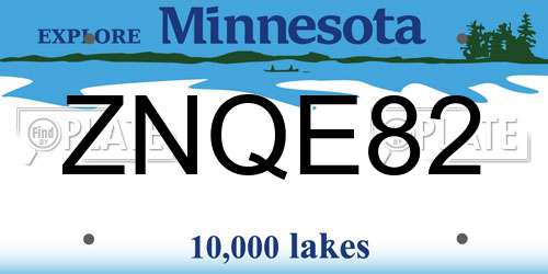 ZNQE82 Minnesota License Plate