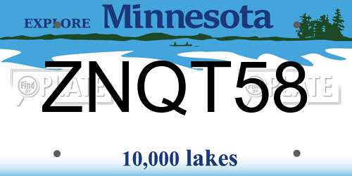 ZNQT58 Minnesota License Plate