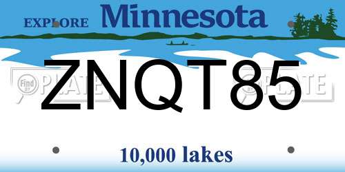 ZNQT85 Minnesota License Plate