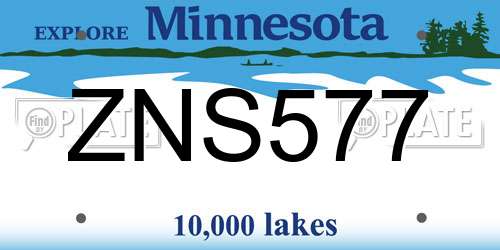 ZNS577 Minnesota License Plate