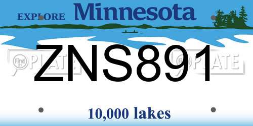 ZNS891 Minnesota License Plate