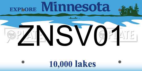 ZNSV01 Minnesota License Plate