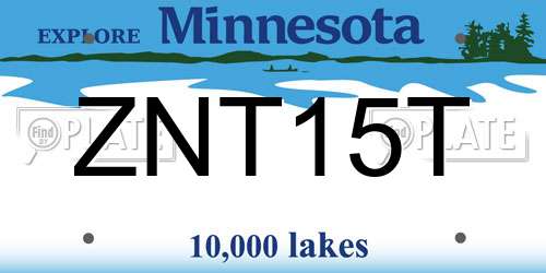 ZNT15T Minnesota License Plate