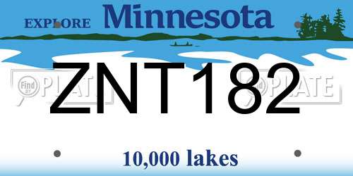 ZNT182 Minnesota License Plate