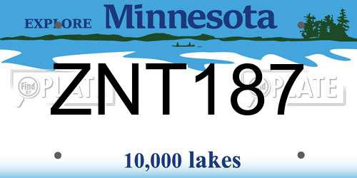 ZNT187 Minnesota License Plate