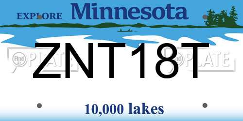 ZNT18T Minnesota License Plate