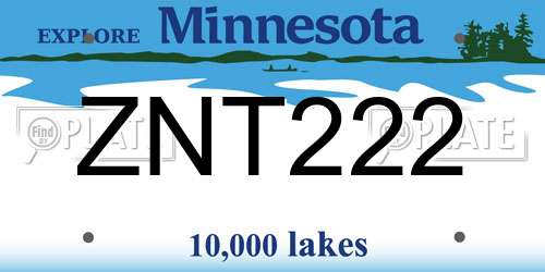 ZNT222 Minnesota License Plate