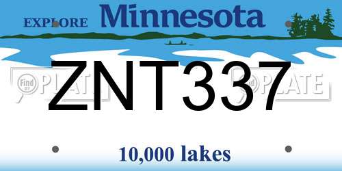 ZNT337 Minnesota License Plate