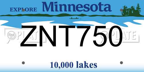 ZNT750 Minnesota License Plate