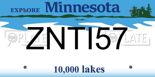 ZNTI57 Minnesota License Plate