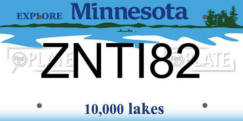 ZNTI82 Minnesota License Plate