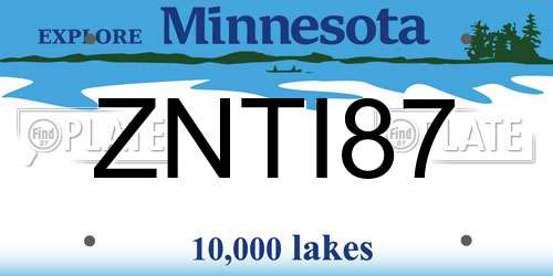 ZNTI87 Minnesota License Plate