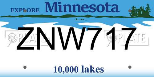 ZNW717 Minnesota License Plate
