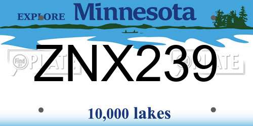 ZNX239 Minnesota License Plate