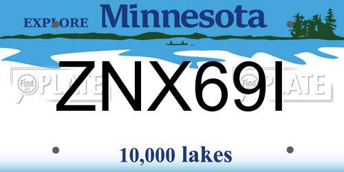 ZNX69I Minnesota License Plate