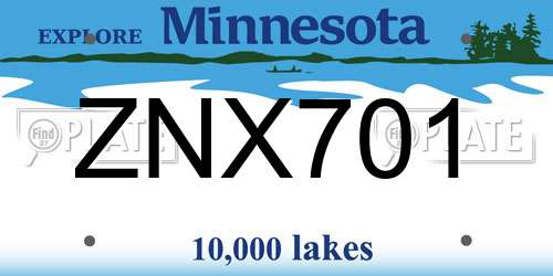 ZNX701 Minnesota License Plate
