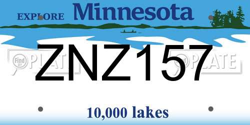 ZNZ157 Minnesota License Plate