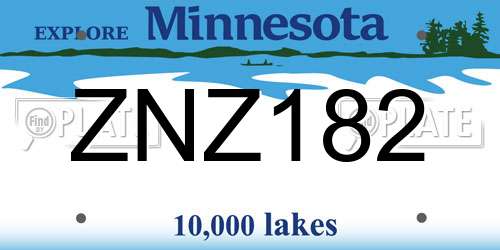 ZNZ182 Minnesota License Plate