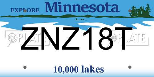 ZNZ18T Minnesota License Plate