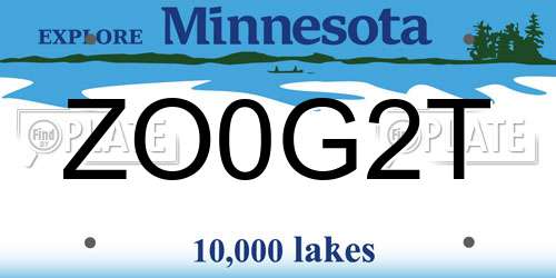 ZO0G2T Minnesota License Plate