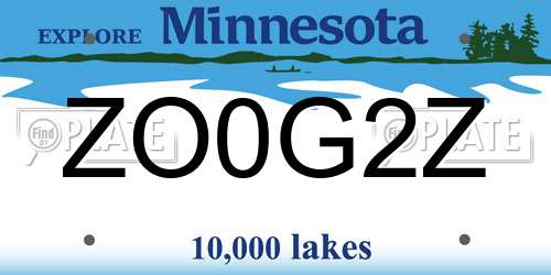 ZO0G2Z Minnesota License Plate