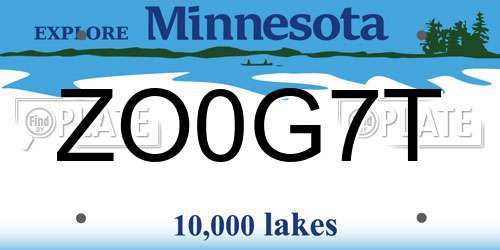 ZO0G7T Minnesota License Plate