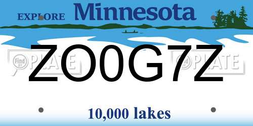 ZO0G7Z Minnesota License Plate
