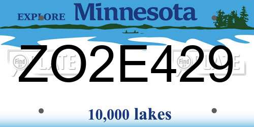 ZO2E429 Minnesota License Plate