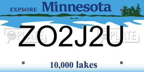 ZO2J2U Minnesota License Plate
