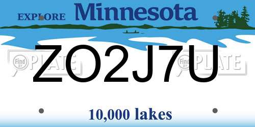 ZO2J7U Minnesota License Plate