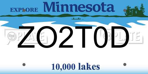 ZO2T0D Minnesota License Plate