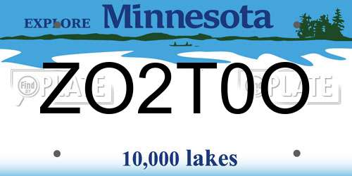 ZO2T0O Minnesota License Plate