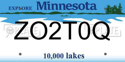 ZO2T0Q Minnesota License Plate