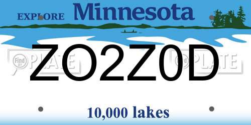 ZO2Z0D Minnesota License Plate