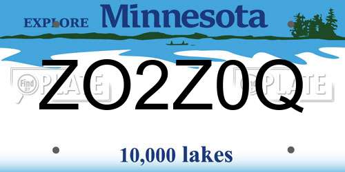 ZO2Z0Q Minnesota License Plate