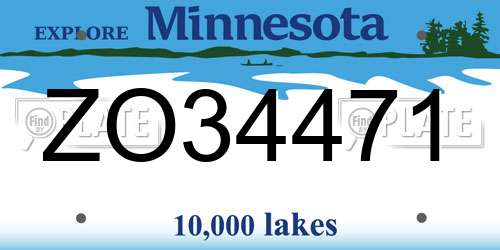 ZO34471 Minnesota License Plate