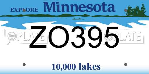 ZO395 Minnesota License Plate