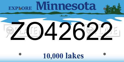 ZO42622 Minnesota License Plate