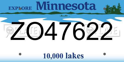 ZO47622 Minnesota License Plate