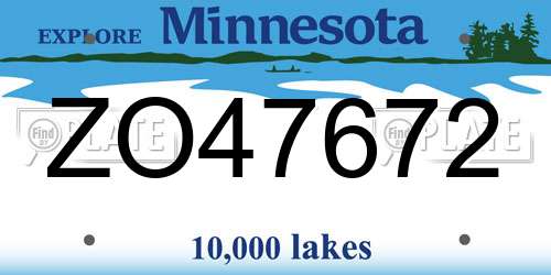 ZO47672 Minnesota License Plate