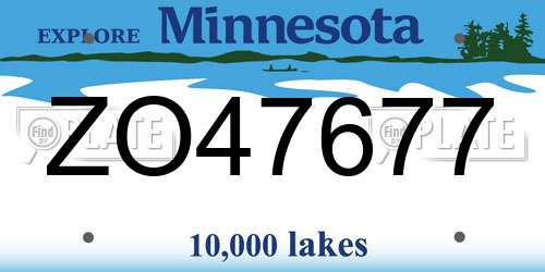 ZO47677 Minnesota License Plate