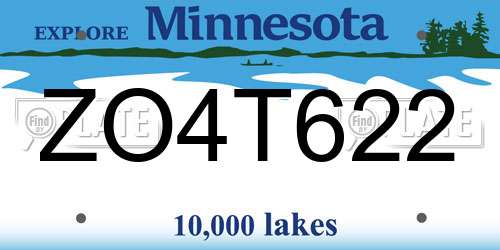 ZO4T622 Minnesota License Plate